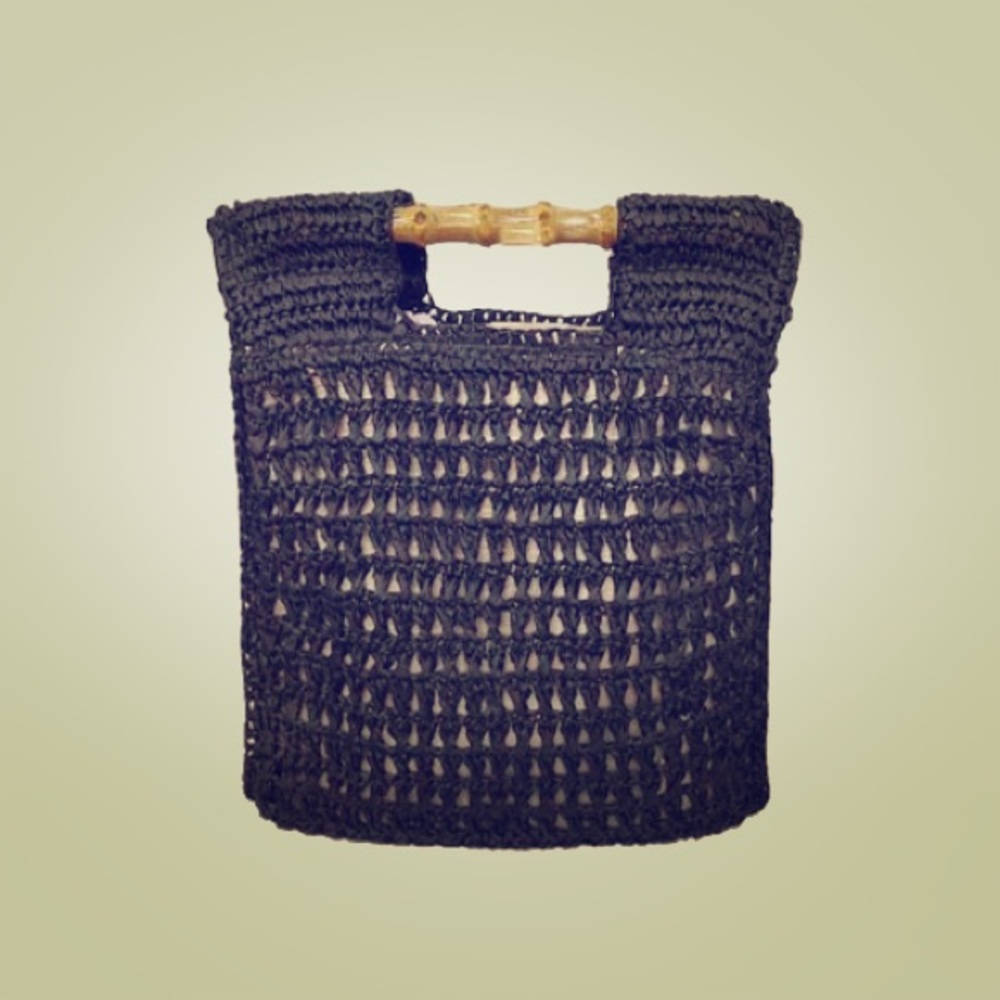 NWT Rattan Bamboo Handle Bag (w/ removable strap)